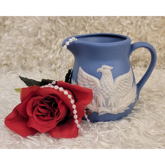 Vintage Powder Blue Wedgwood Jasperware Creamer Pitcher - Picture 6 of 15